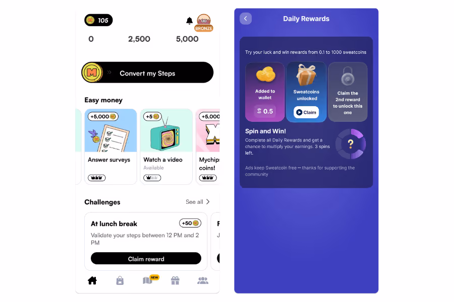 rewarded video ad placements walking apps monetization 