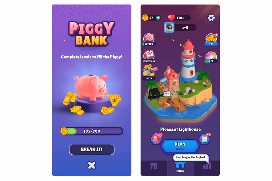 piggy bank in game hexa sort