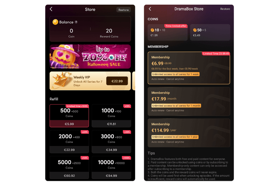 in-app shops