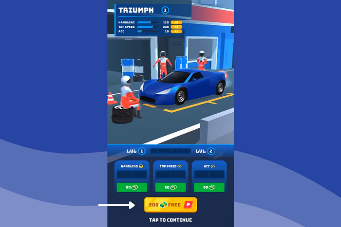 Extra currency ad in Race Master 3D