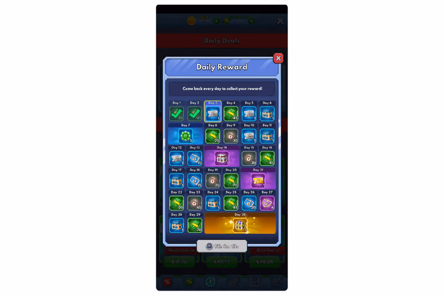 'Idle Miner Tycoon'의 유연한 일일 로그인 보상