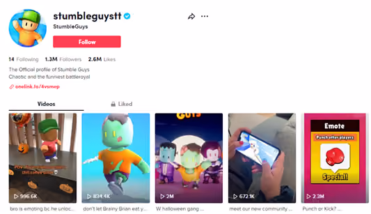 Social Media Community example Stumble Guys game