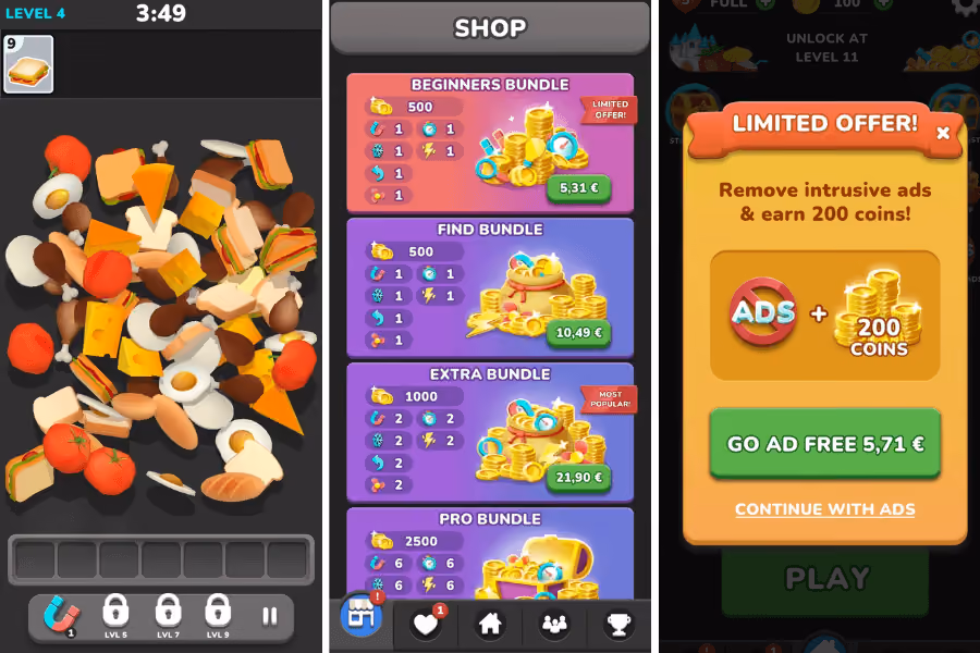 Hybrid Monetization in Triple Match 3D - a hybrid-casual puzzle game