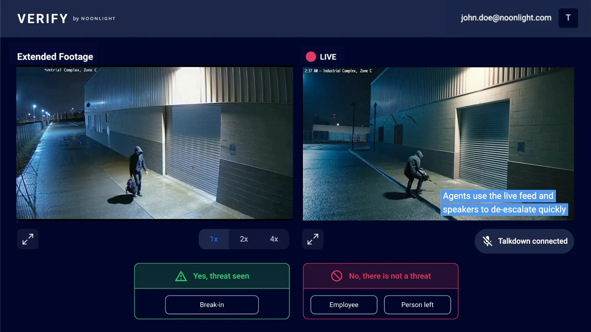 Noonlight Verify dashboard. 