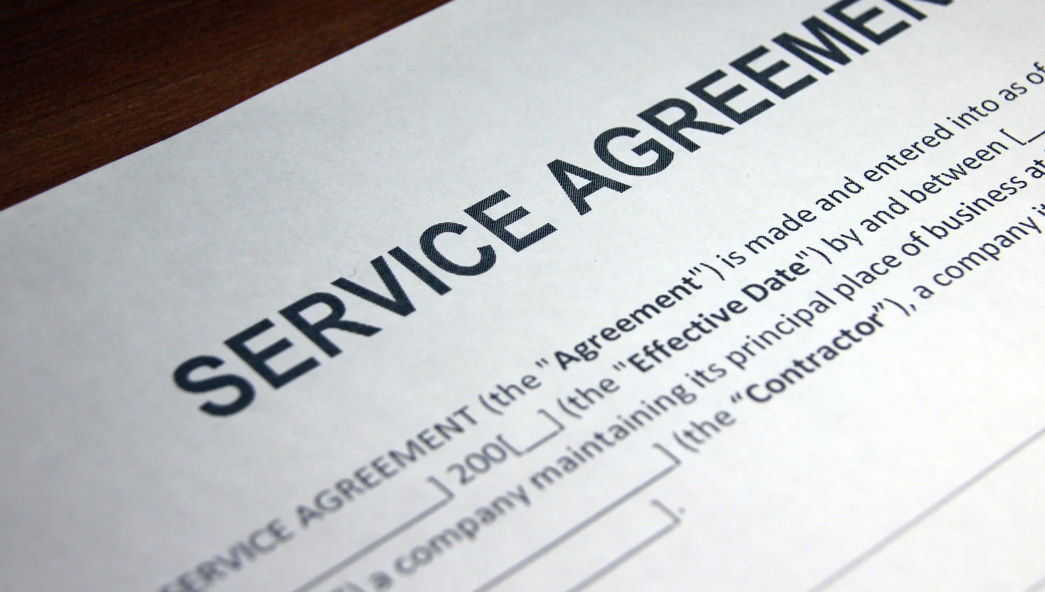 HVAC service agreement template preview.