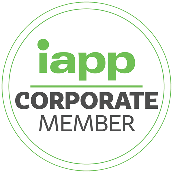 IAPP Corporate Member badge with green and black text inside a double green circle.