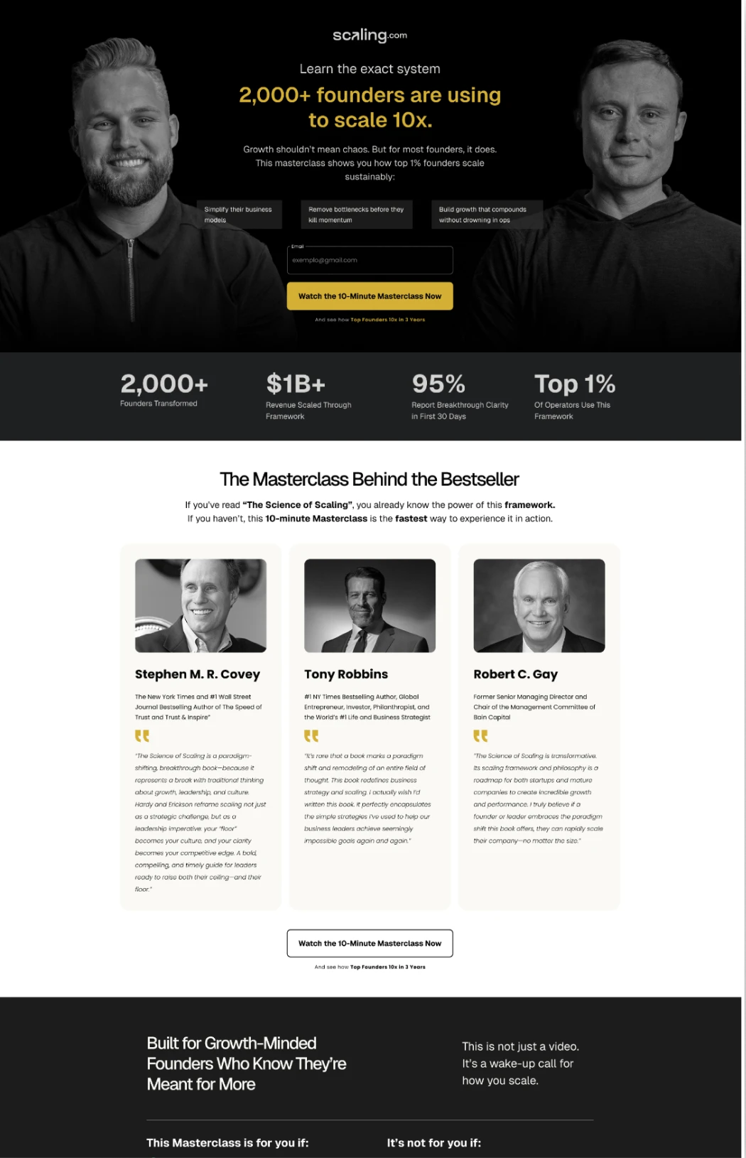 Landing page example