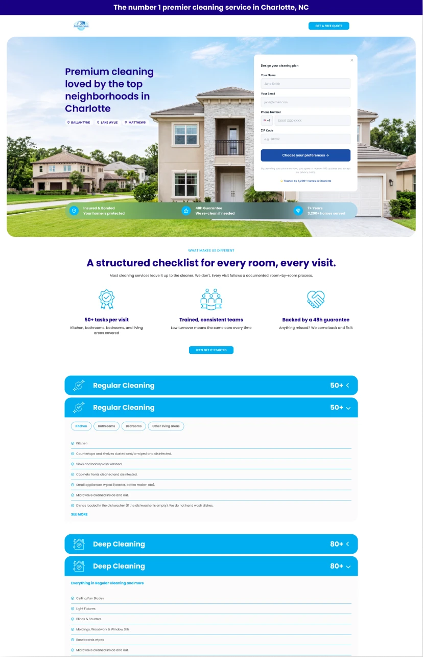 Landing page example