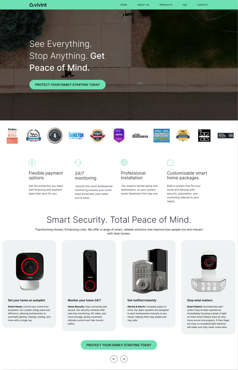 Landing page example
