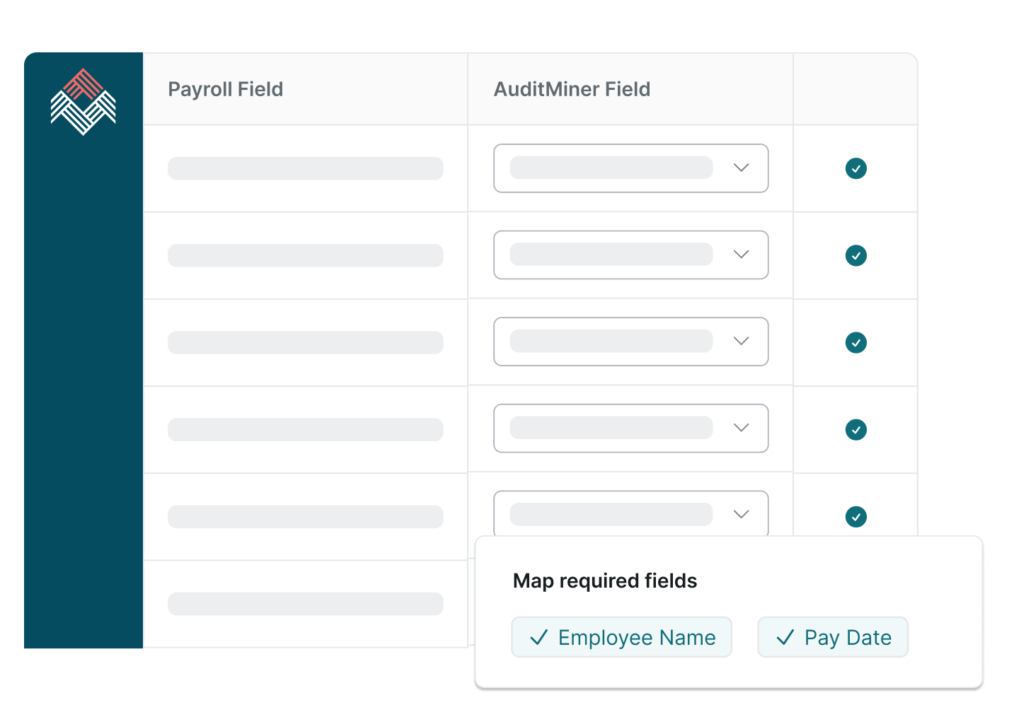 An image of the AuditMiner Platform to Map Payroll Fields