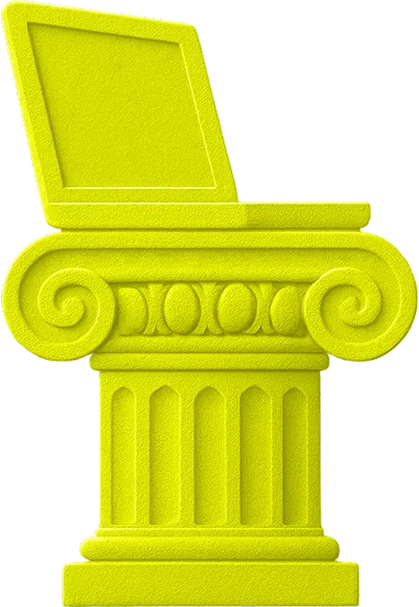 A yellow icon of an ionic and laptop