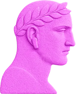 Icon of a Greek figurehead in magenta