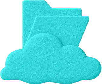 Icon of a cloud and folder in cyan