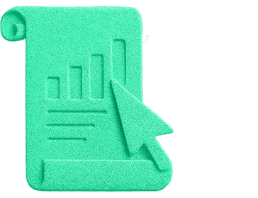 Icon of a cursor and chart in aqua