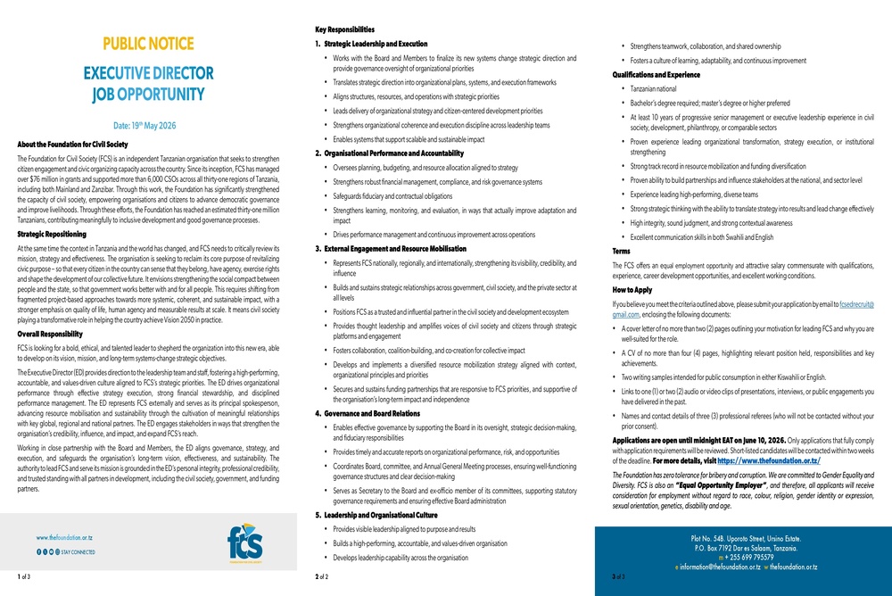 Executive Director Job Opportunity