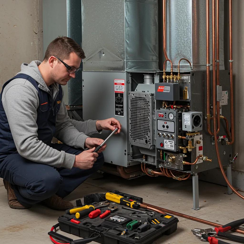 A skilled HVAC technician performing a thorough furnace tune-up to guarantee safe and efficient operation for the upcoming winter