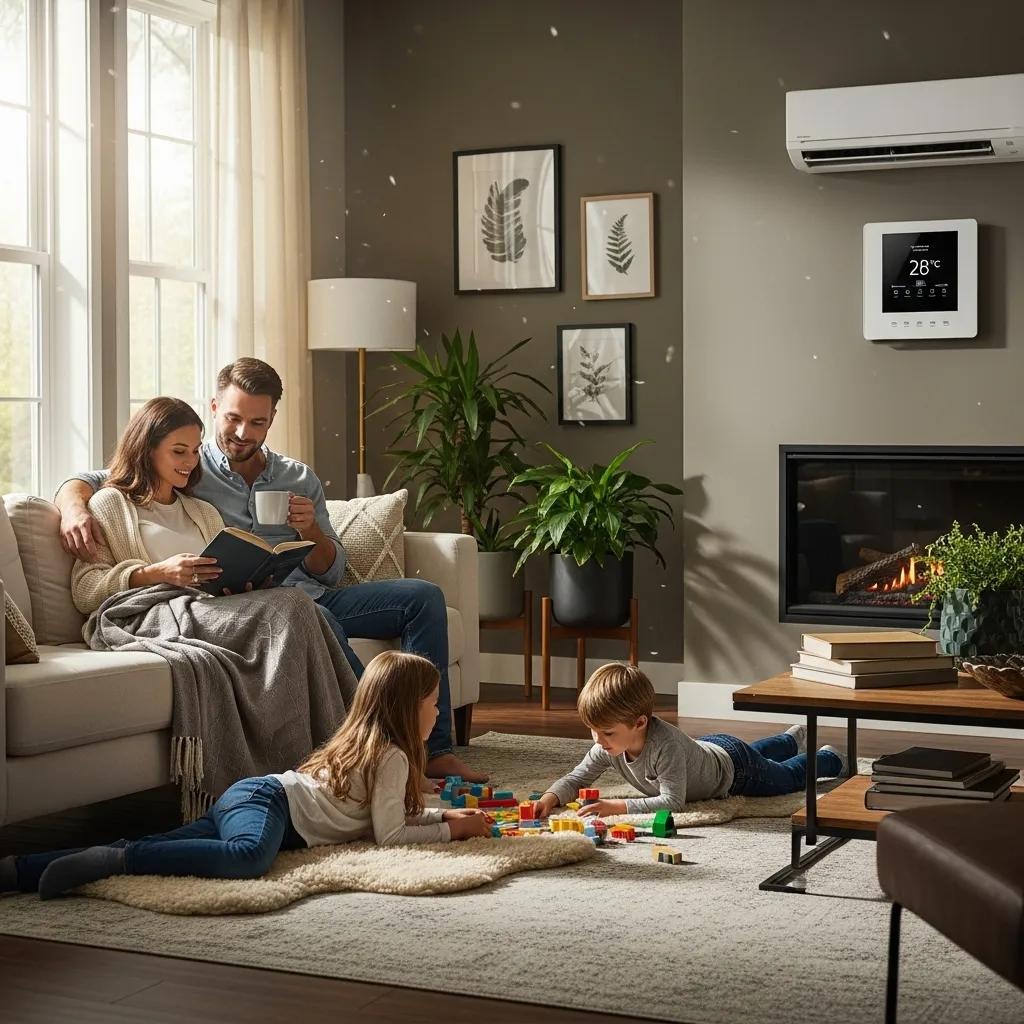 Family enjoying a comfortable home environment with a modern HVAC system