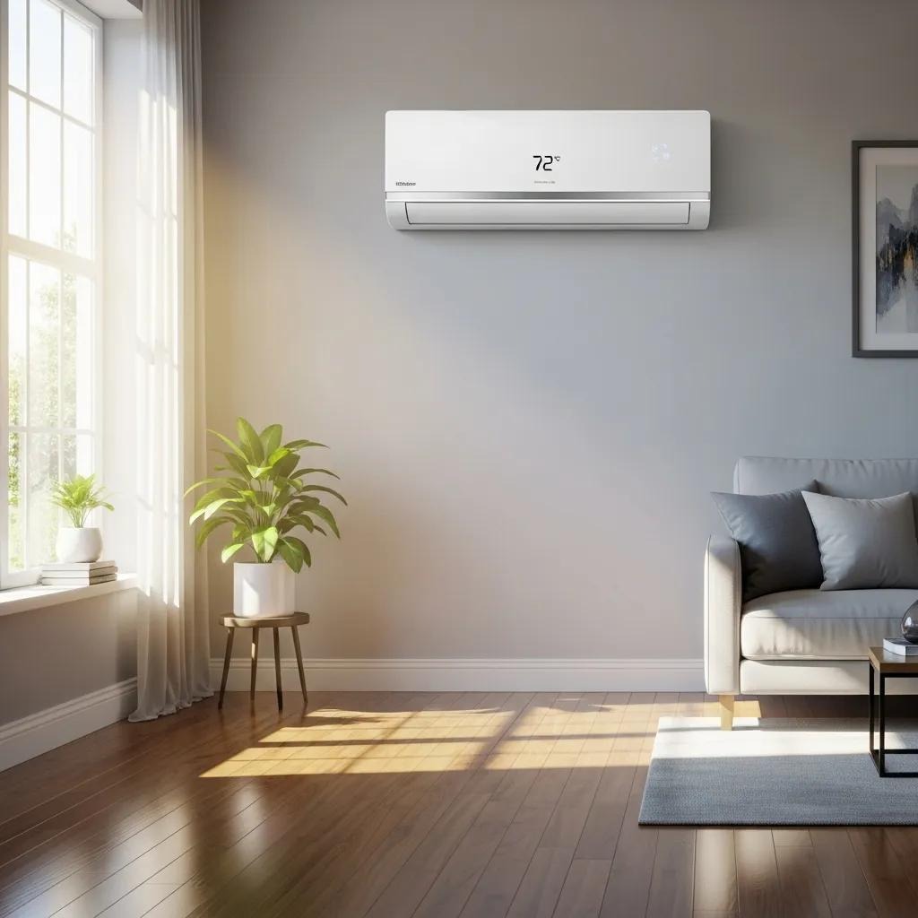 Newly installed energy-efficient air conditioning unit in a modern home