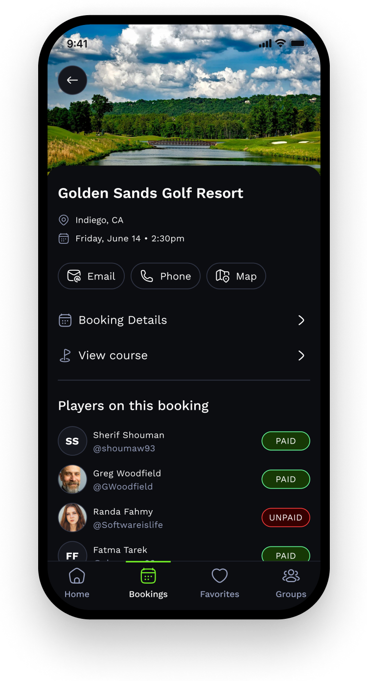 Screenshot of Backswing IPhone App