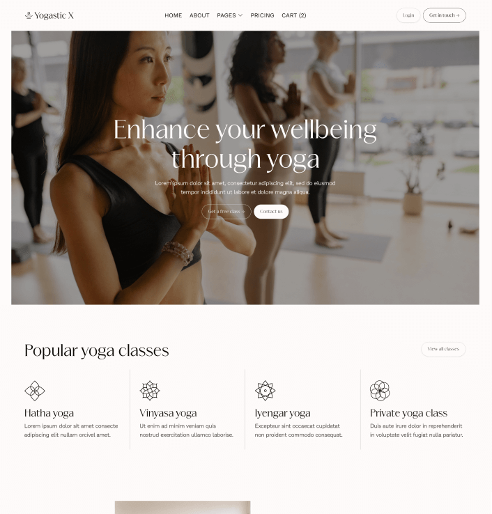 Yogastic X - Home V1 Page - Yoga Webflow Template