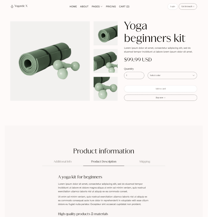 Yogastic X - Shop Single Page - Yoga Webflow Template