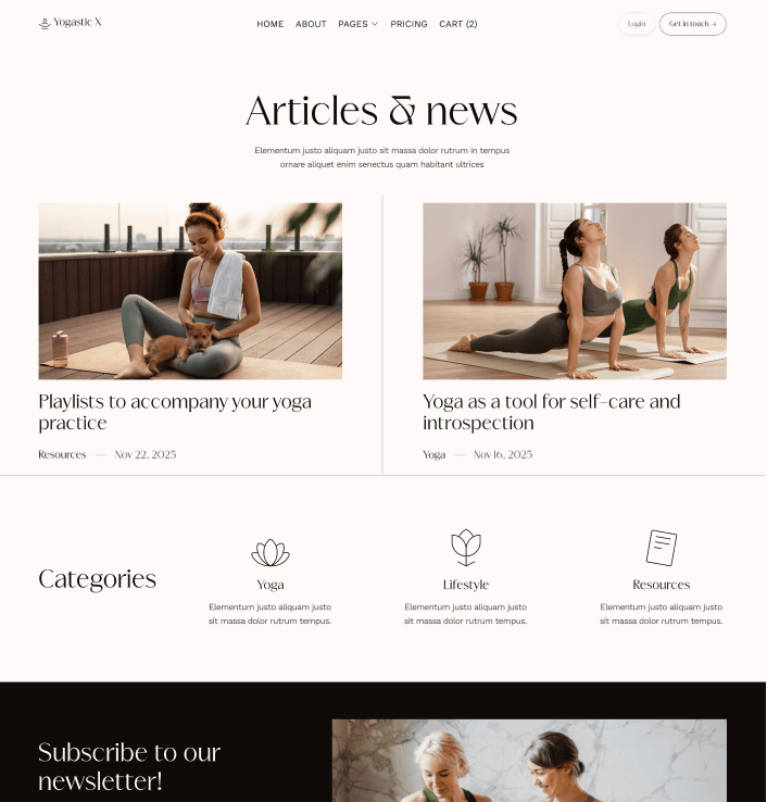 Yogastic X - Blog V1 Page - Yoga Webflow Template