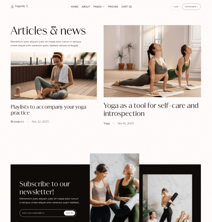 Yogastic X - Blog V2 Page - Yoga Webflow Template