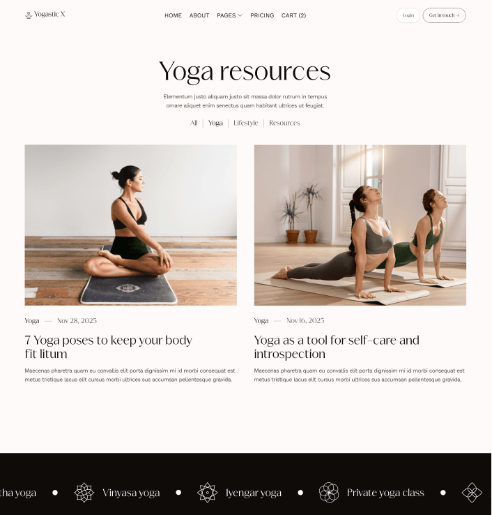 Yogastic X - Blog Category Page - Yoga Webflow Template