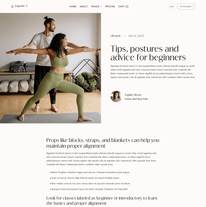 Yogastic X - Blog Post Page - Yoga Webflow Template