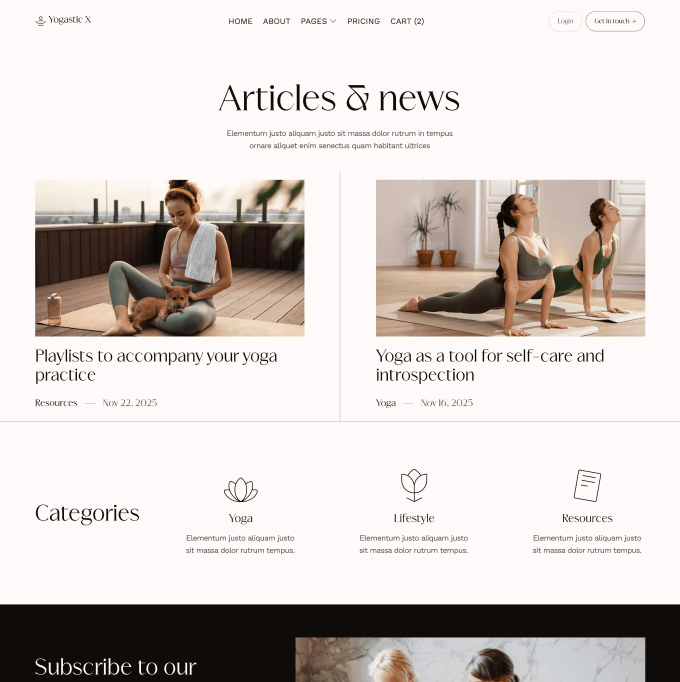 Yogastic X - Blog V1 Page - Yoga Webflow Template