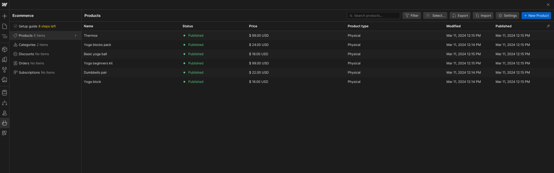 eCommerce Collection - Yogastic X Webflow Template