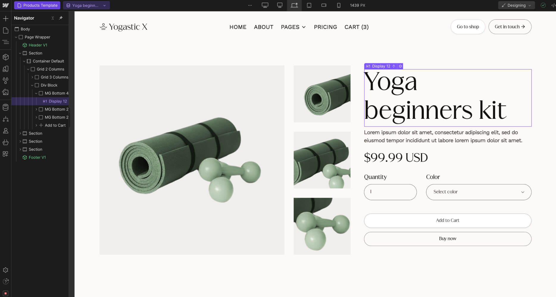 Yogastic X - eCommerce Page - Yoga Webflow Template