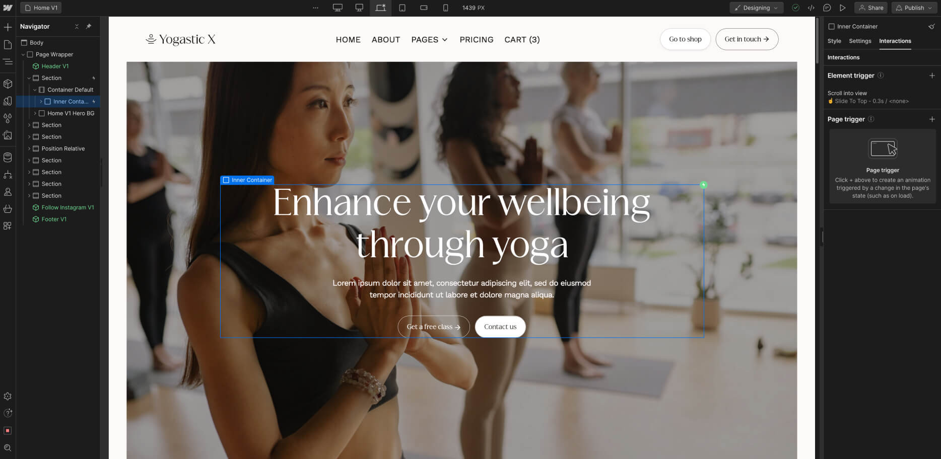 Animations - Yogastic X Webflow Template