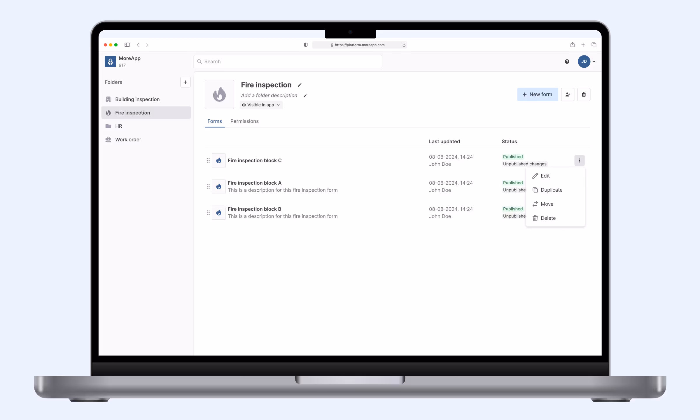 Manage your forms with the MoreApp Platform