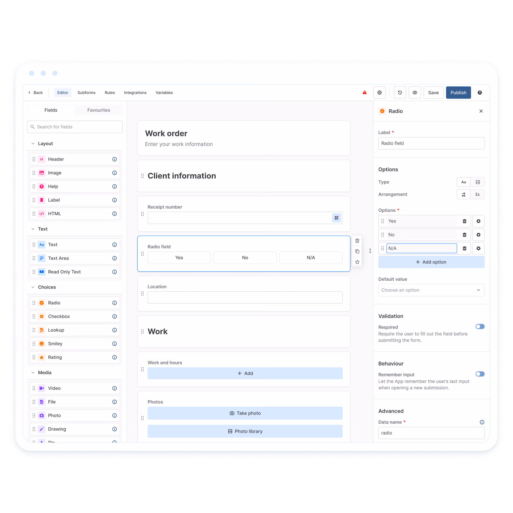 MoreApp form builder visual