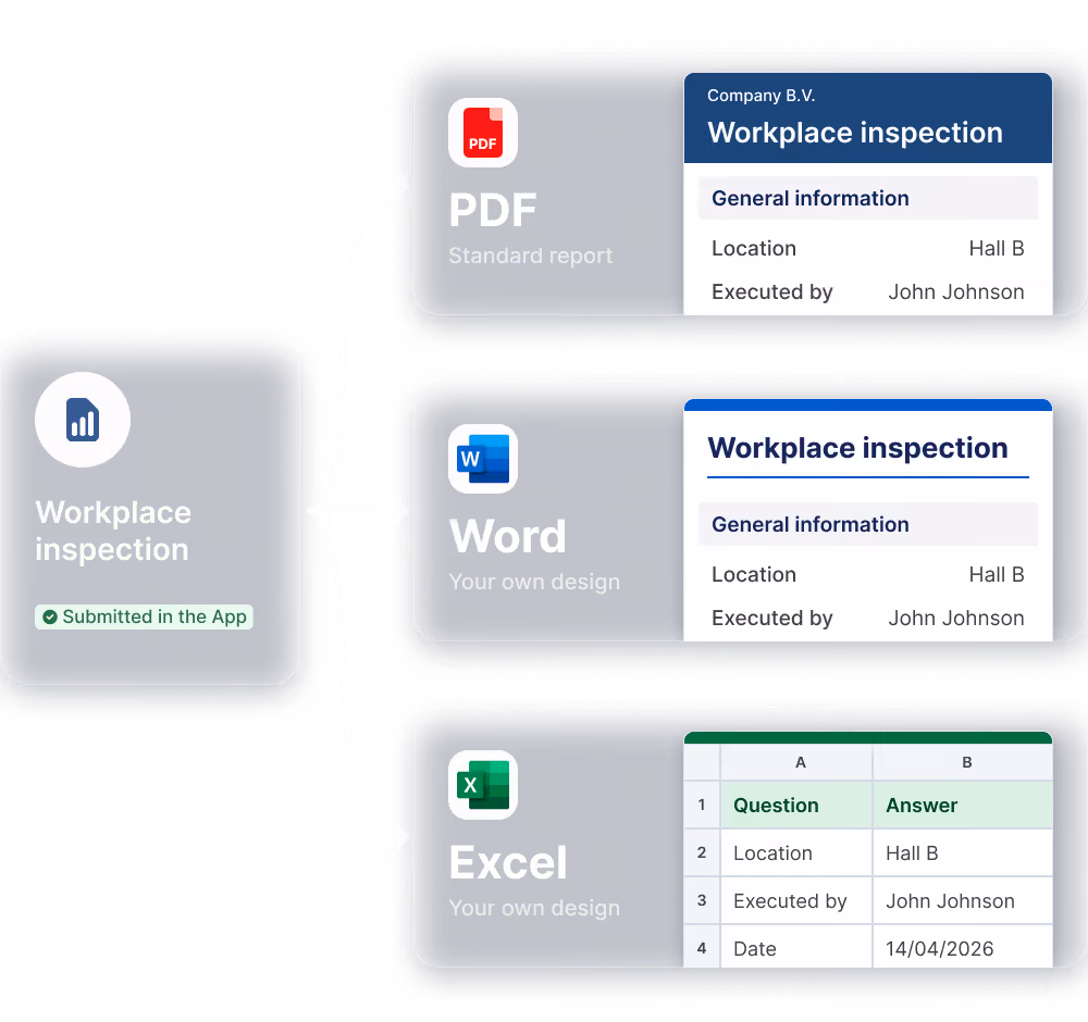 MoreApp's options to generate reports from a submission