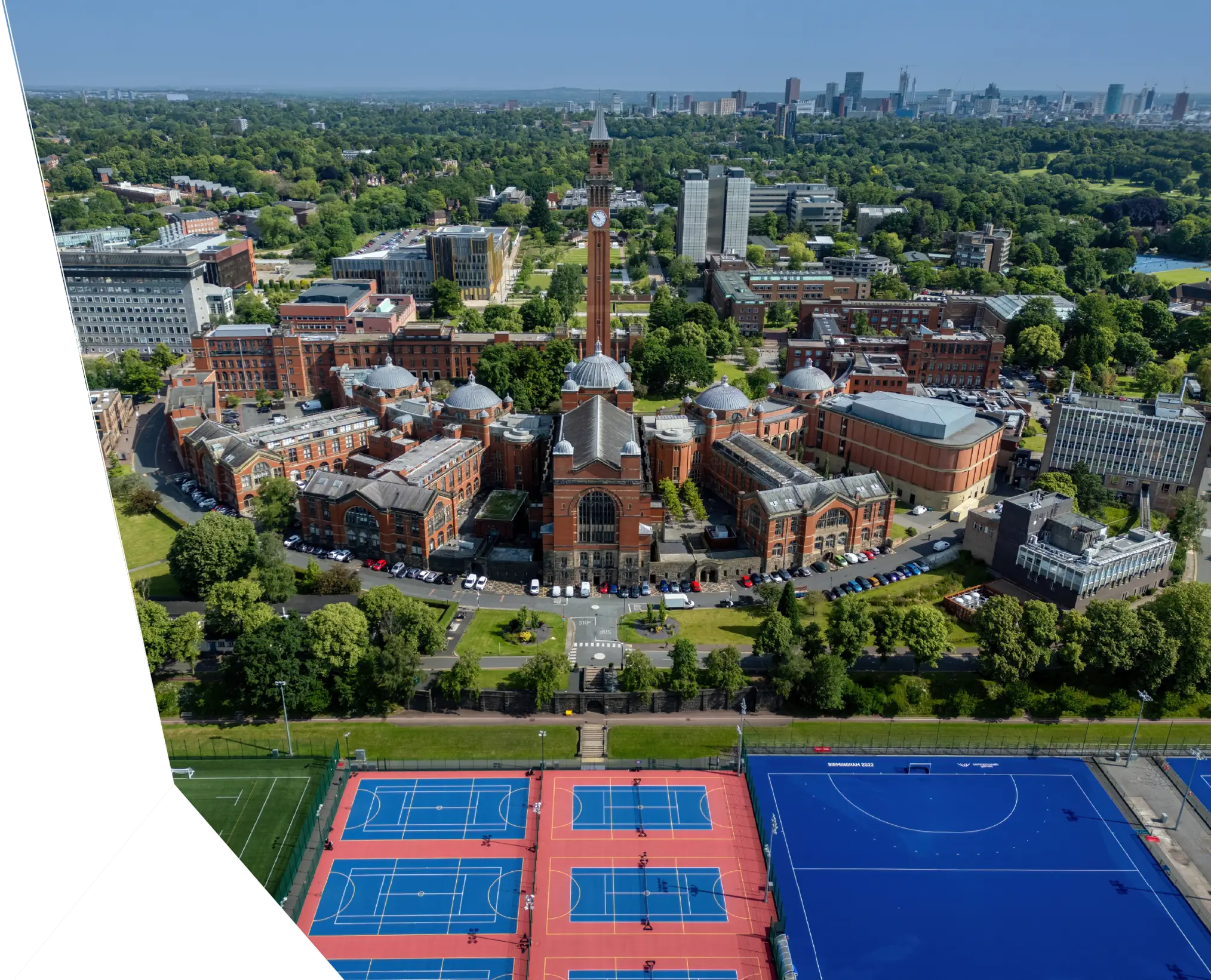 A aerial shot of the University of Birmingham campus