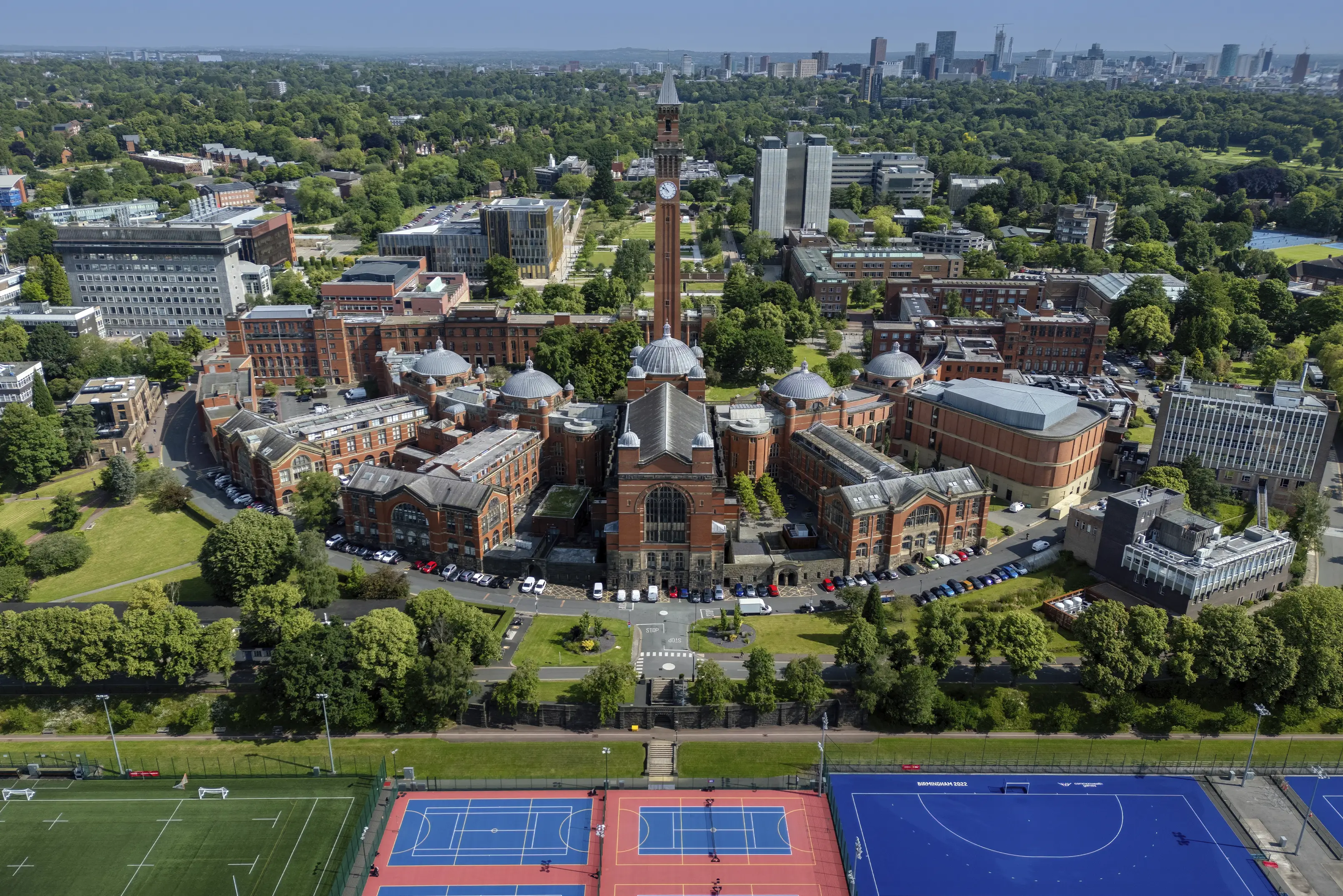 A aerial shot of the University of Birmingham campus