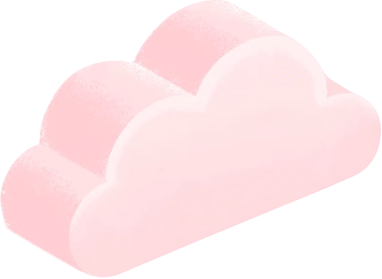 Soft pink cloud-shaped cushion with rounded edges.