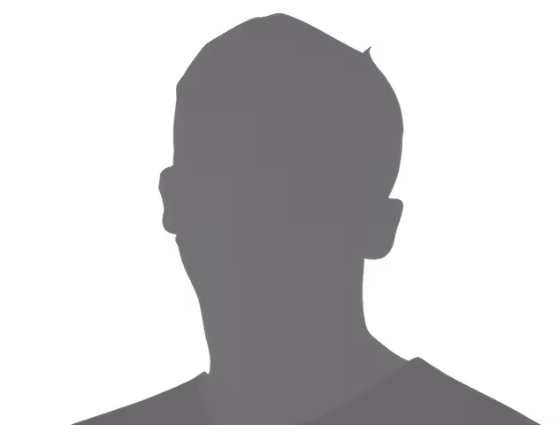 Gray silhouette of a male head and shoulders on a transparent background.