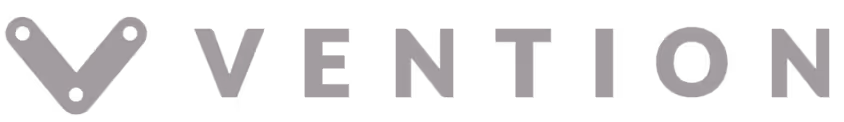 Logo with a stylized letter V forming a shape resembling scissors followed by the text 'VENTION'.