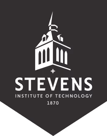 Stevens Institute of Technology logo featuring a stylized white tower on a dark background with the text 'STEVEINS INSTITUTE OF TECHNOLOGY 1870'.