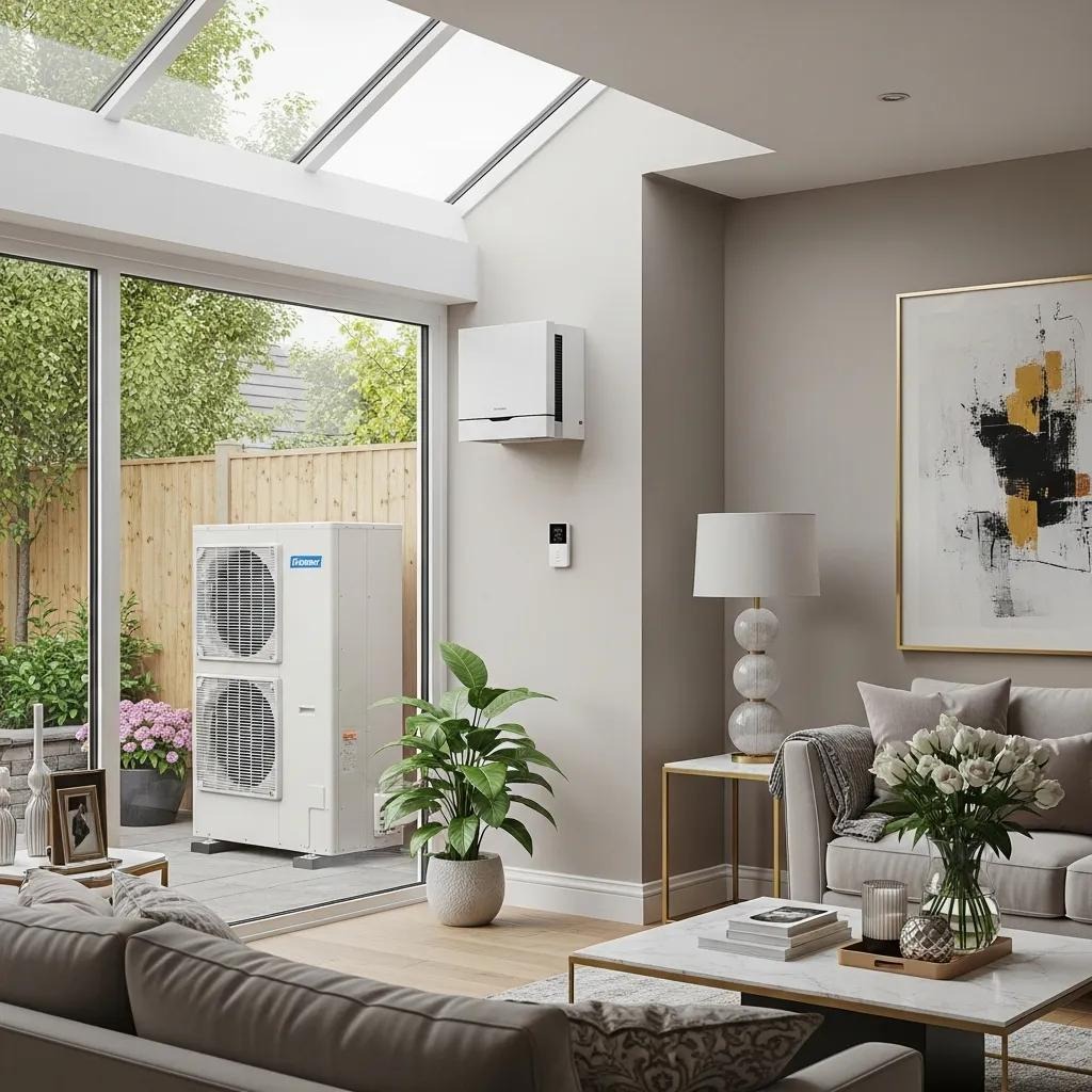 Modern HVAC system in a stylish home, emphasizing comfort and efficiency