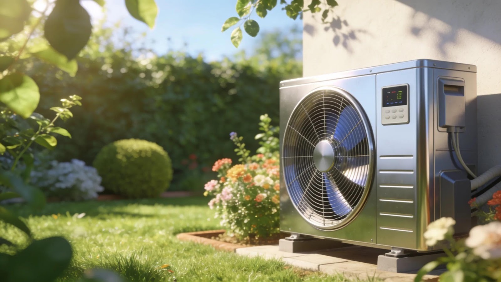 Modern air conditioning unit in outdoor setting demonstrating cooling technology
