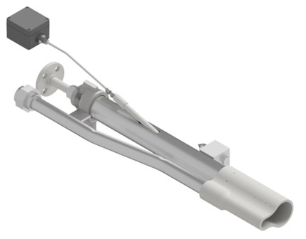 3D render of a flare pilot burner with ignition lance and integrated HT connection
