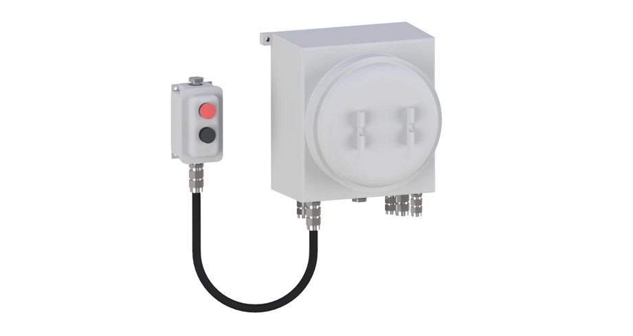 3D render of an ignition and detection control unit with local control panel and single electrode output
