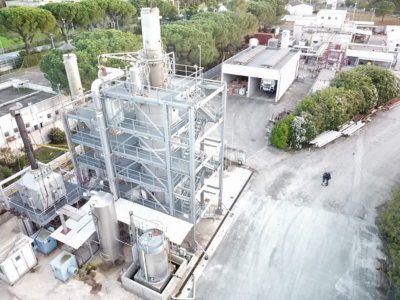 A photograph of the Greens Combustion text facility taken from a drone.