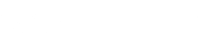 Texto del logo que dice 'VANCUBIC' en letras mayúsculas blancas sobre fondo negro.