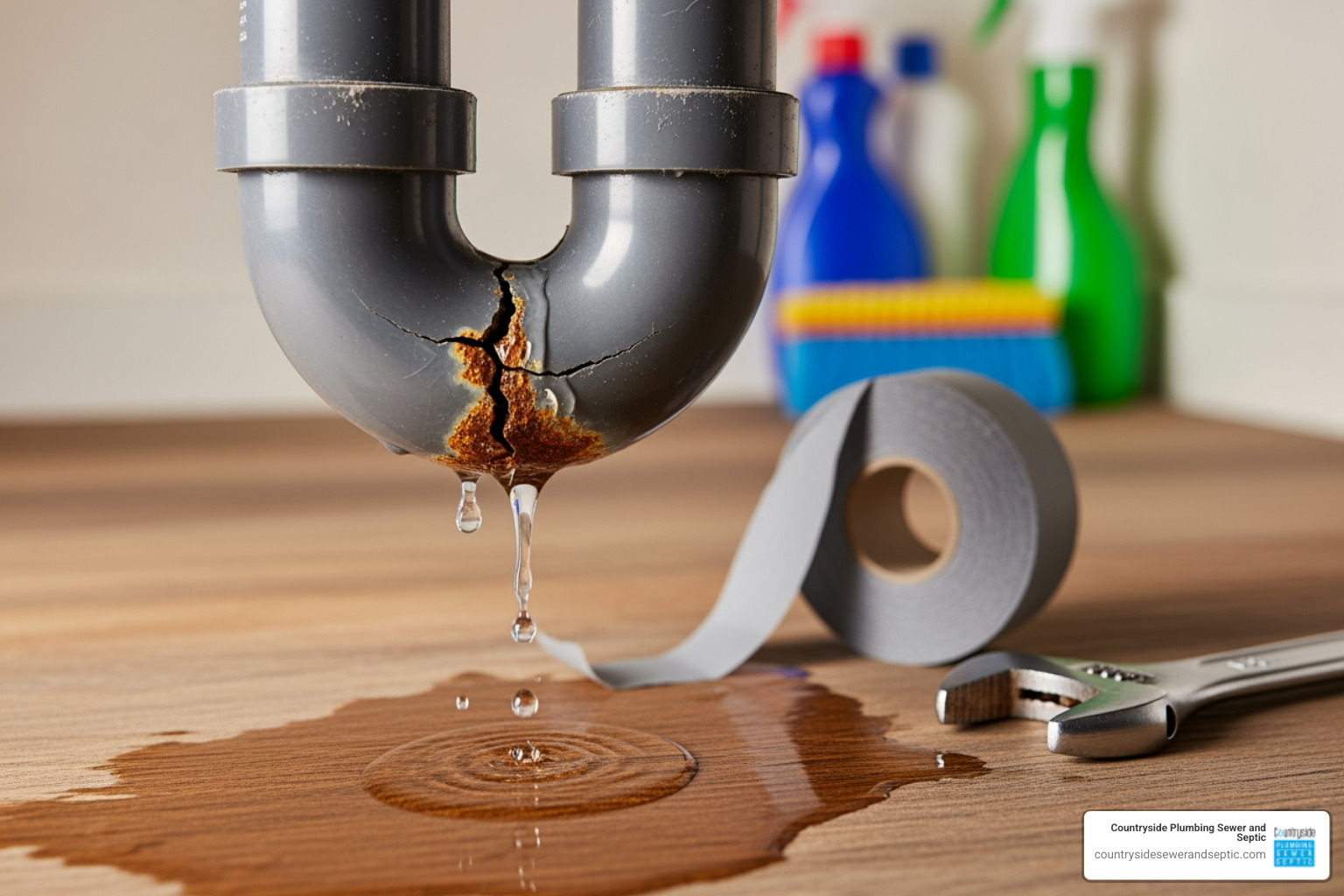 infographic showing the top 5 signs of a broken drain pipe: persistent slow drains with gurgling noises, foul sewage odors inside the home, unusually lush or soggy patches in the lawn, water backing up in multiple fixtures, and visible foundation cracks or settling - broken drain pipe repair