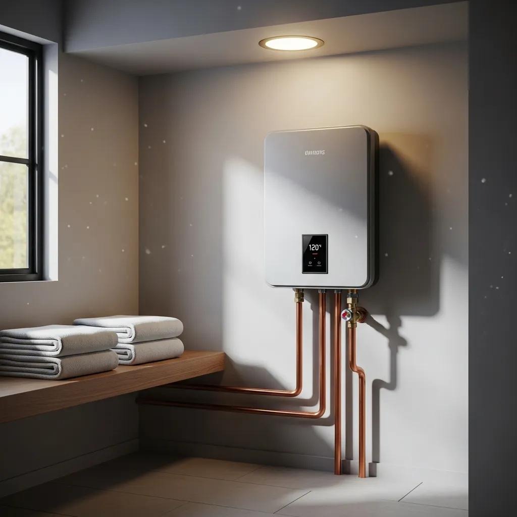 Modern water heater in a home setting, highlighting its importance for daily activities